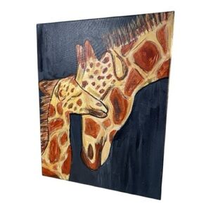 Giraffe Art Canvas with Navy Background